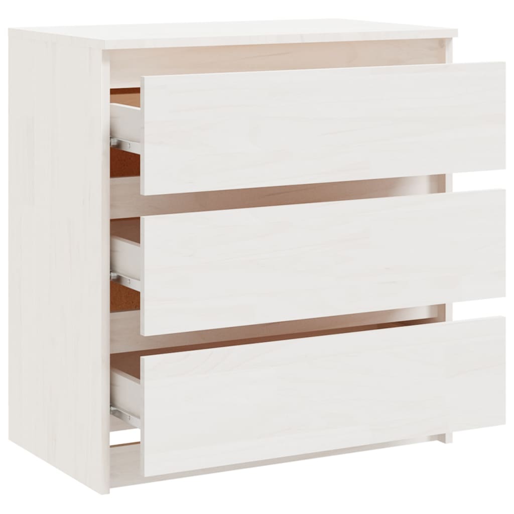 Table de chevet Blanc 60x36x64 cm Bois de pin massif - XIOS