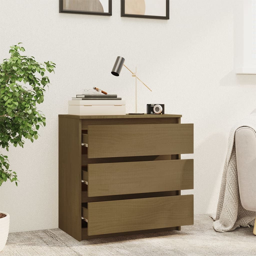 Table de chevet Marron miel 60x36x64 cm Bois de pin massif - XIOS