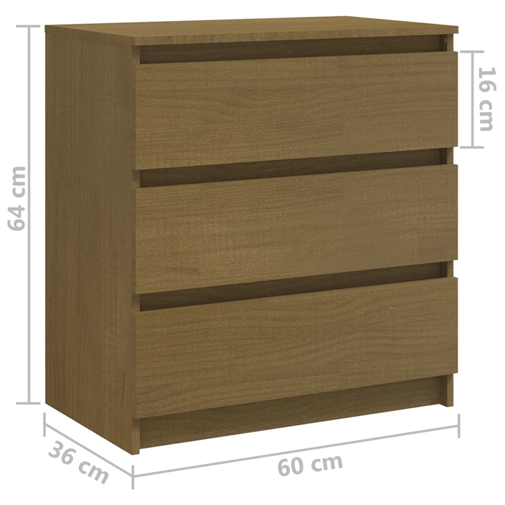 Table de chevet Marron miel 60x36x64 cm Bois de pin massif - XIOS