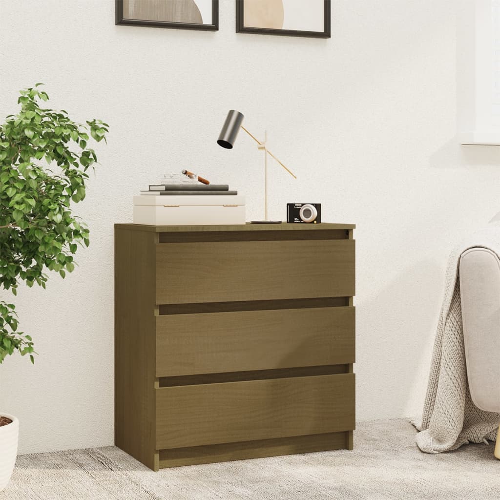 Table de chevet Marron miel 60x36x64 cm Bois de pin massif - XIOS