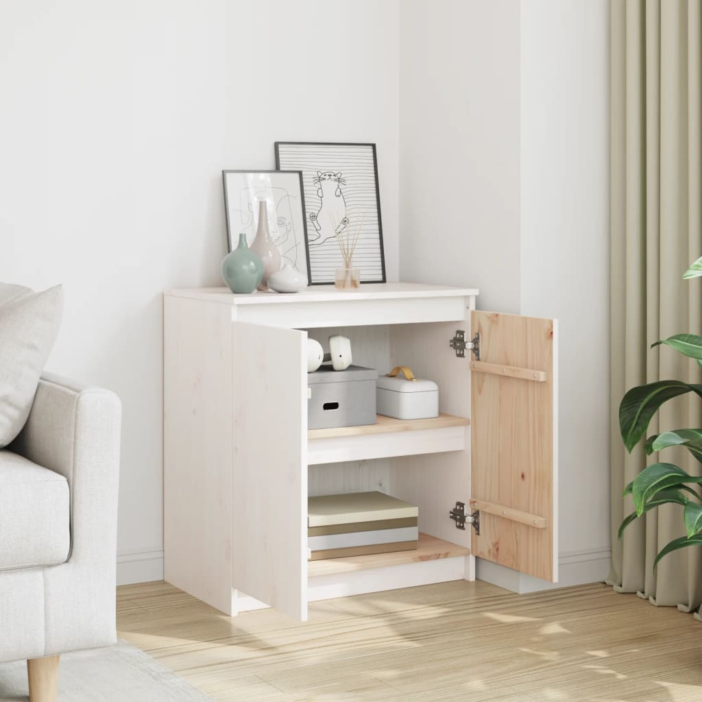 Armoire latérale blanc 60x36x65 cm bois de pin massif - XIOS