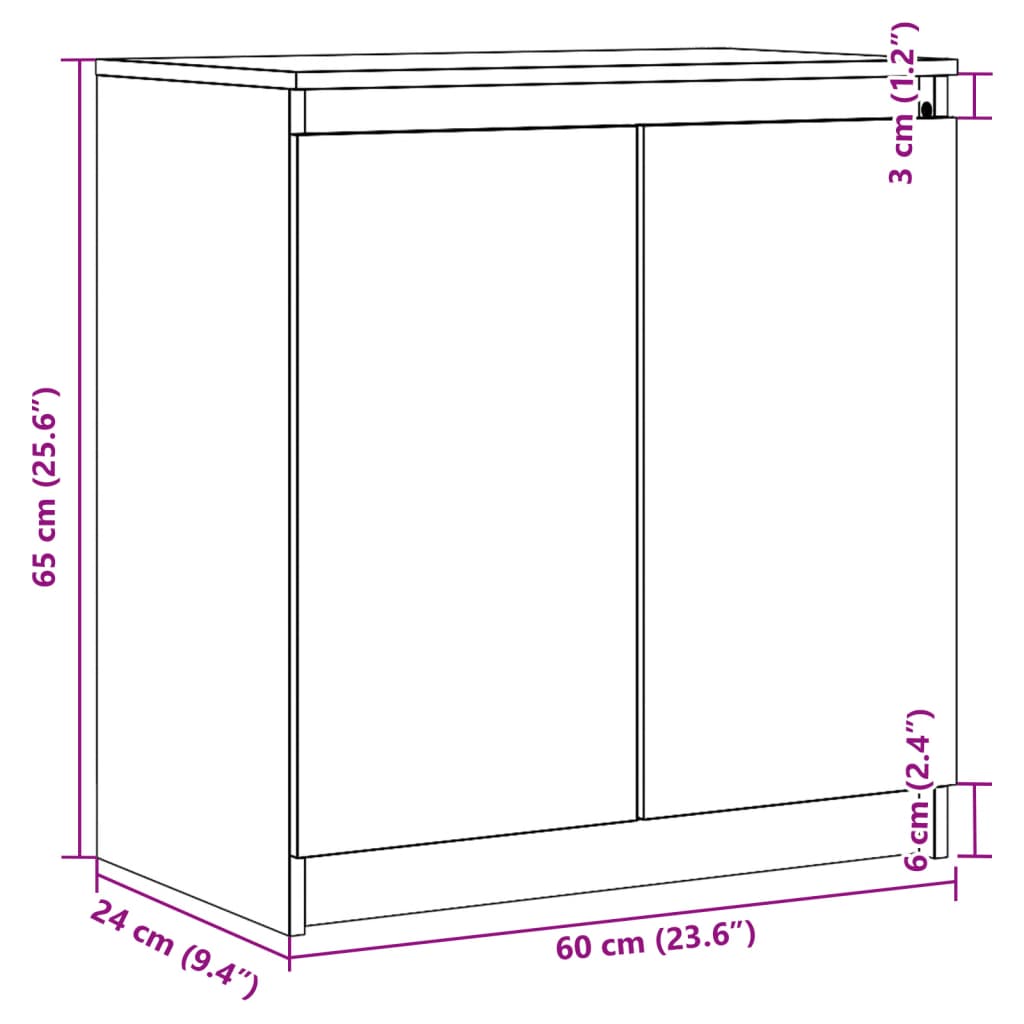Armoire latérale blanc 60x36x65 cm bois de pin massif - XIOS