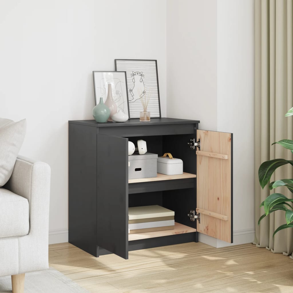 Armoire latérale gris 60x36x65 cm bois de pin massif - XIOS