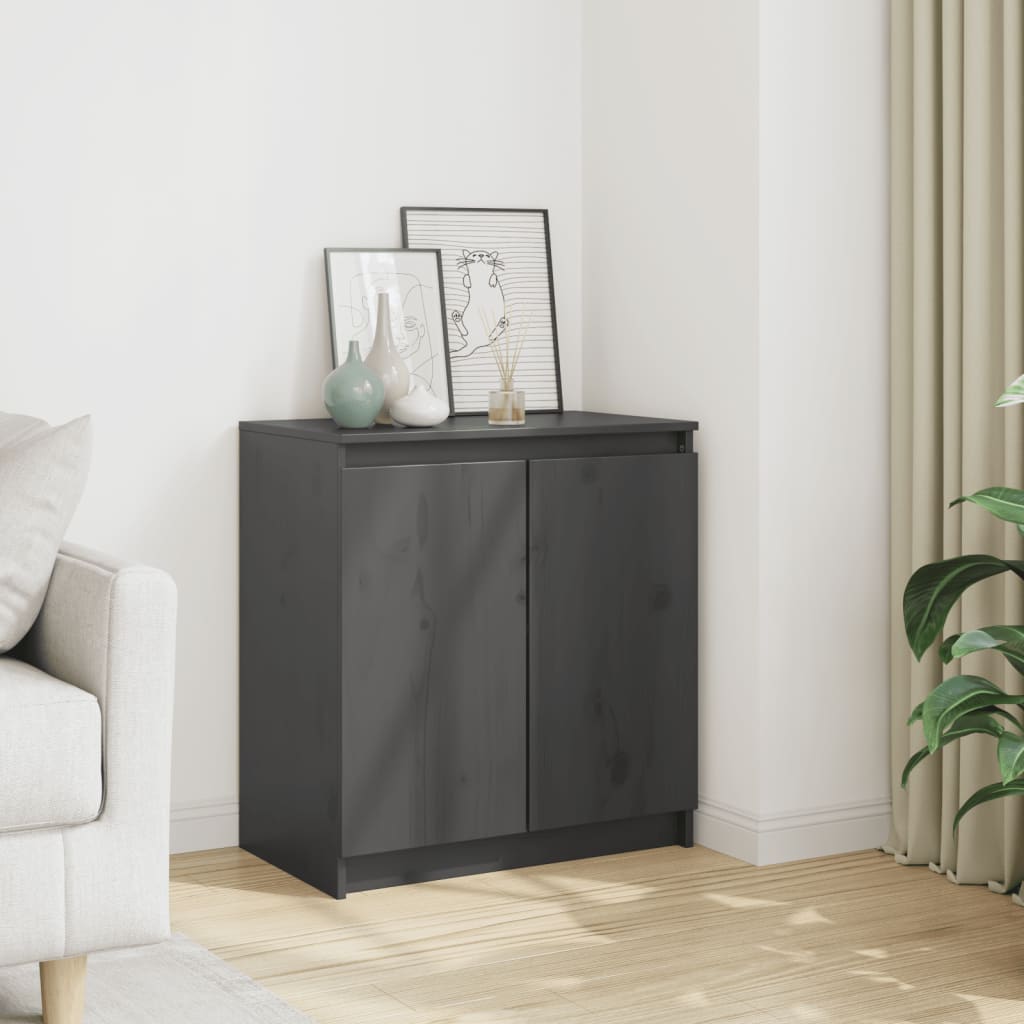 Armoire latérale gris 60x36x65 cm bois de pin massif - XIOS