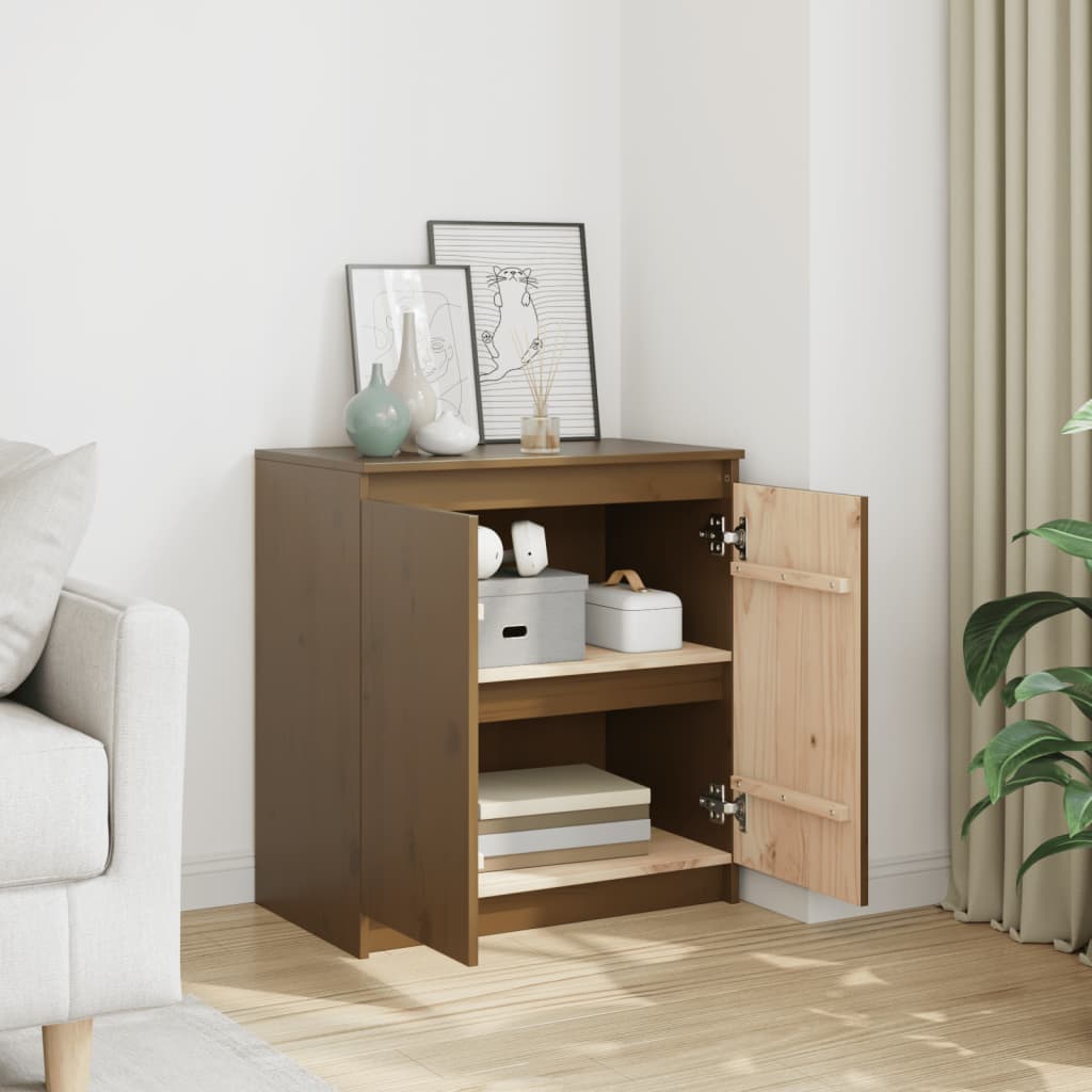 Armoire latérale marron miel 60x36x65 cm bois de pin massif - XIOS