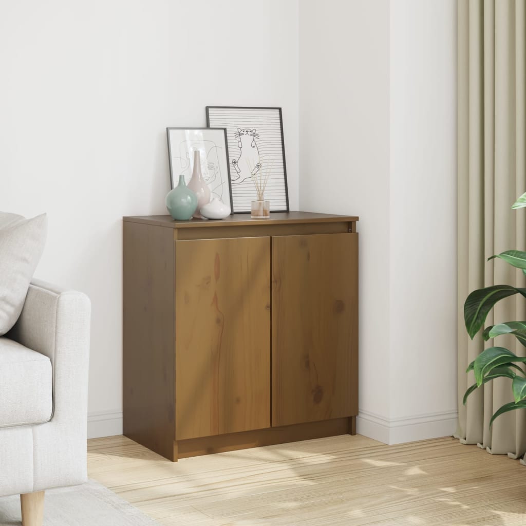 Armoire latérale marron miel 60x36x65 cm bois de pin massif - XIOS