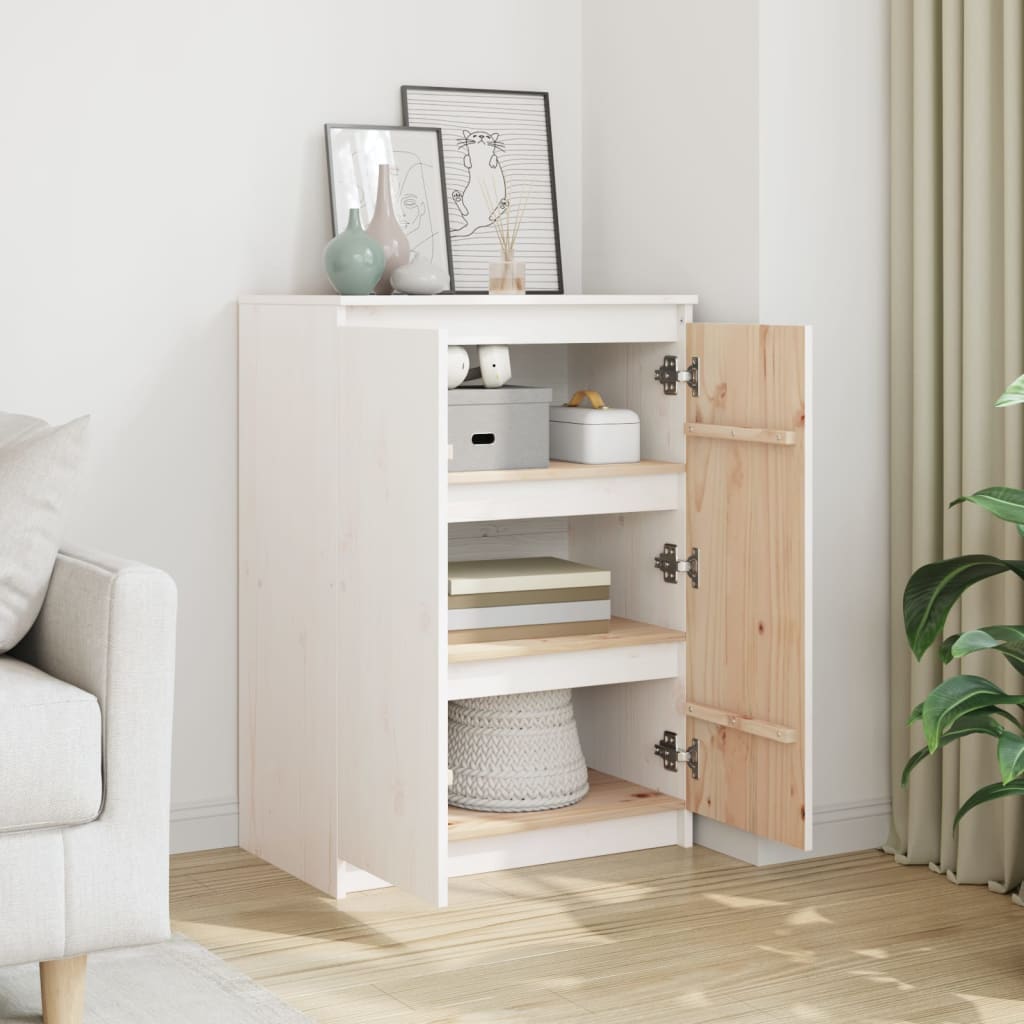 Buffet Blanc 60x36x84 cm Bois de pin massif - XIOS