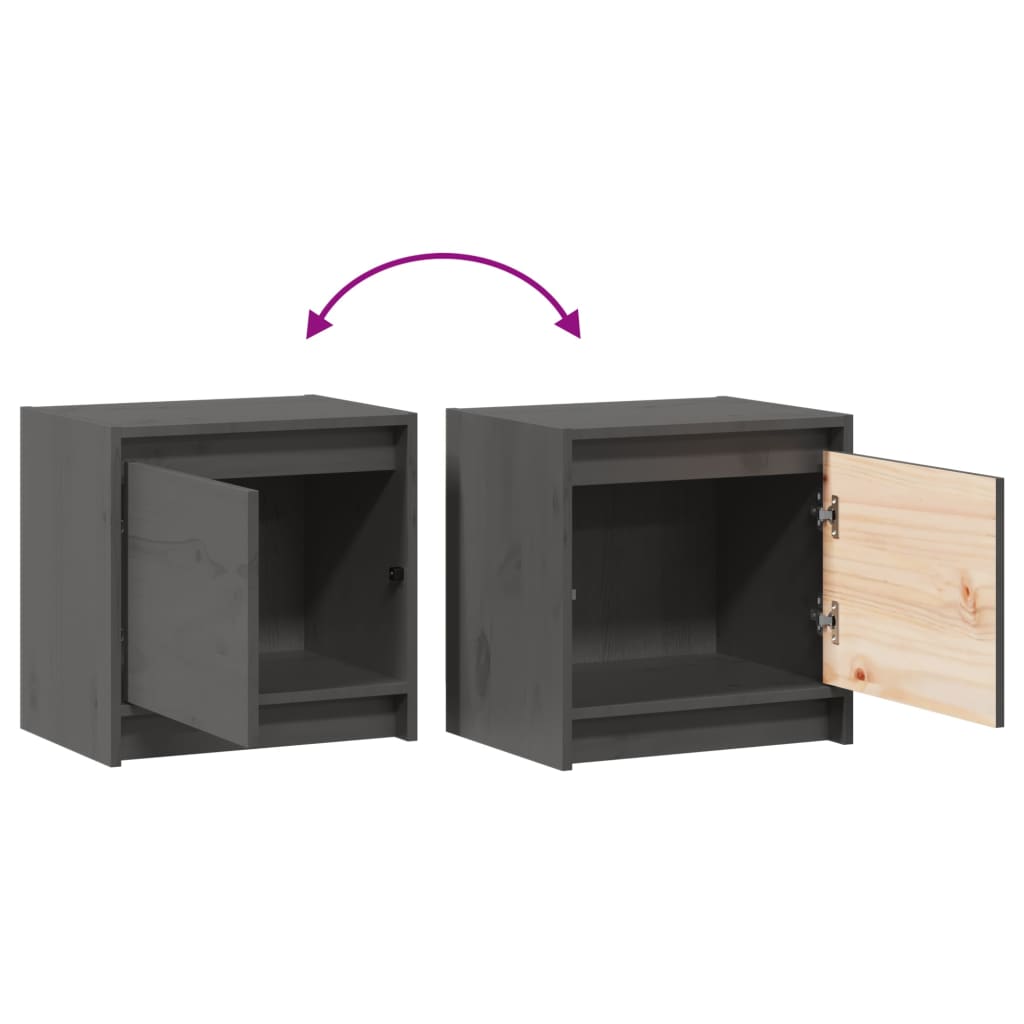 Tables de chevet 2 pcs Gris 40x30,5x40 cm Bois de pin massif - XIOS