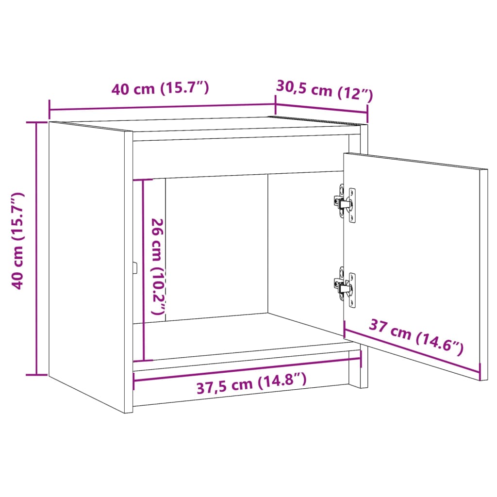 Tables de chevet 2 pcs Gris 40x30,5x40 cm Bois de pin massif - XIOS