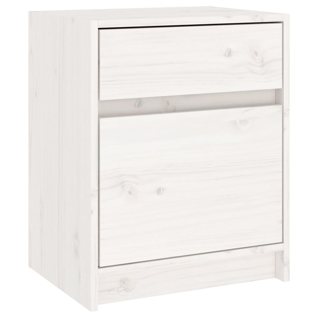 Table de chevet Blanc 40x31x50 cm Bois de pin massif - XIOS