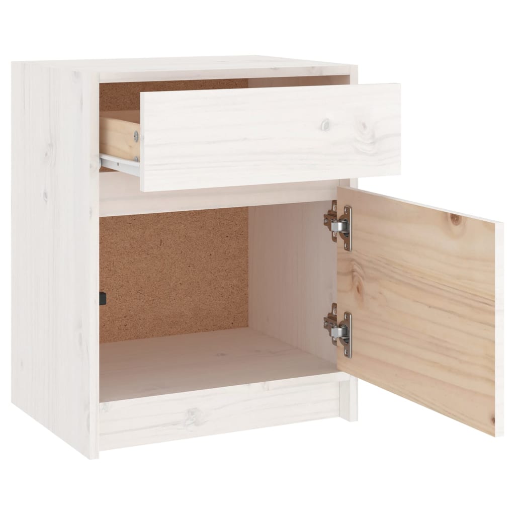 Table de chevet Blanc 40x31x50 cm Bois de pin massif - XIOS