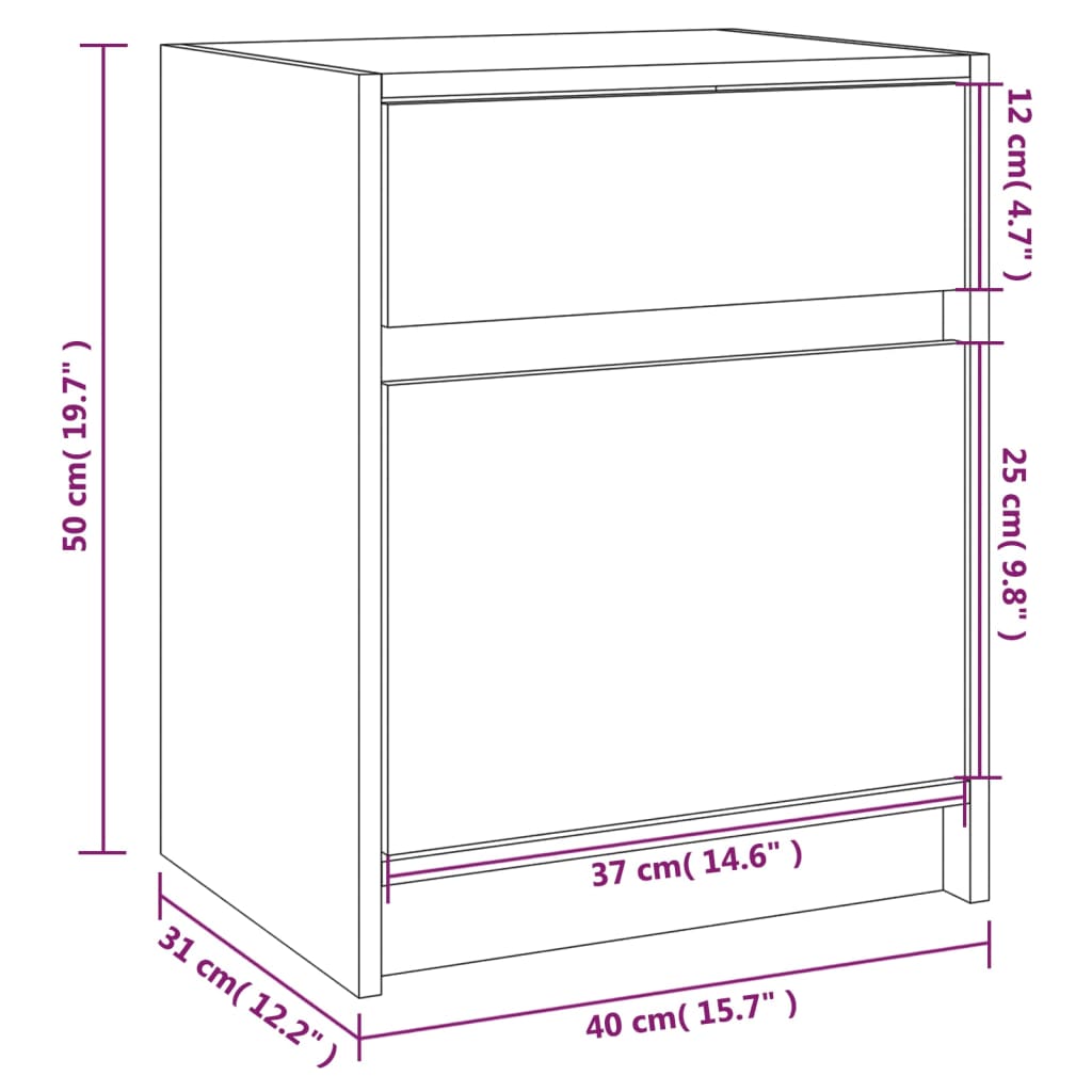 Table de chevet Blanc 40x31x50 cm Bois de pin massif - XIOS