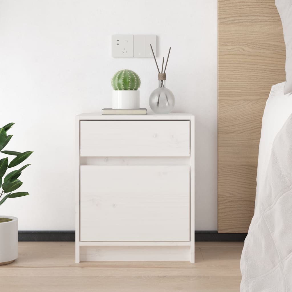 Tables de chevet 2 pcs Blanc 40x31x50 cm Bois de pin massif - XIOS