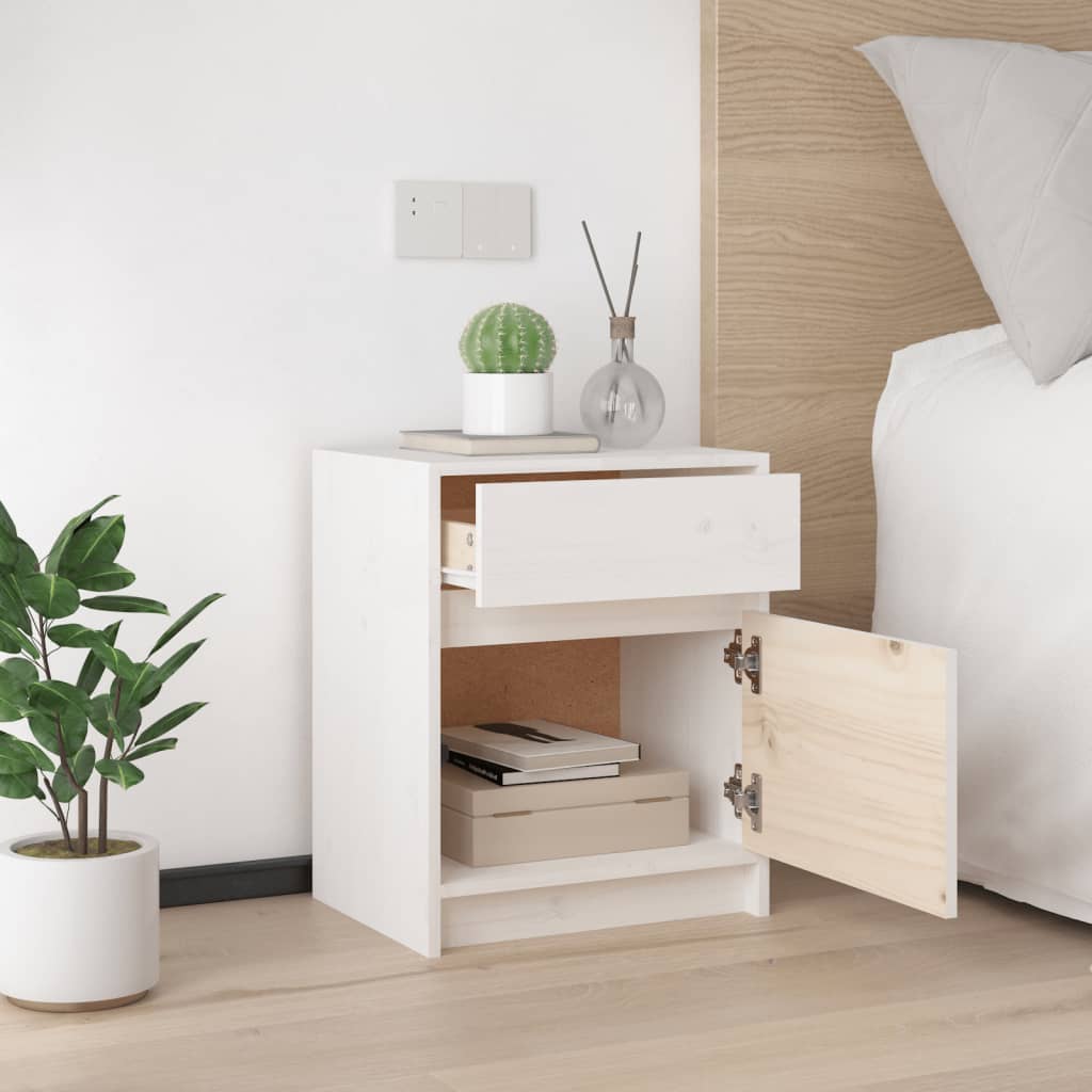 Tables de chevet 2 pcs Blanc 40x31x50 cm Bois de pin massif - XIOS