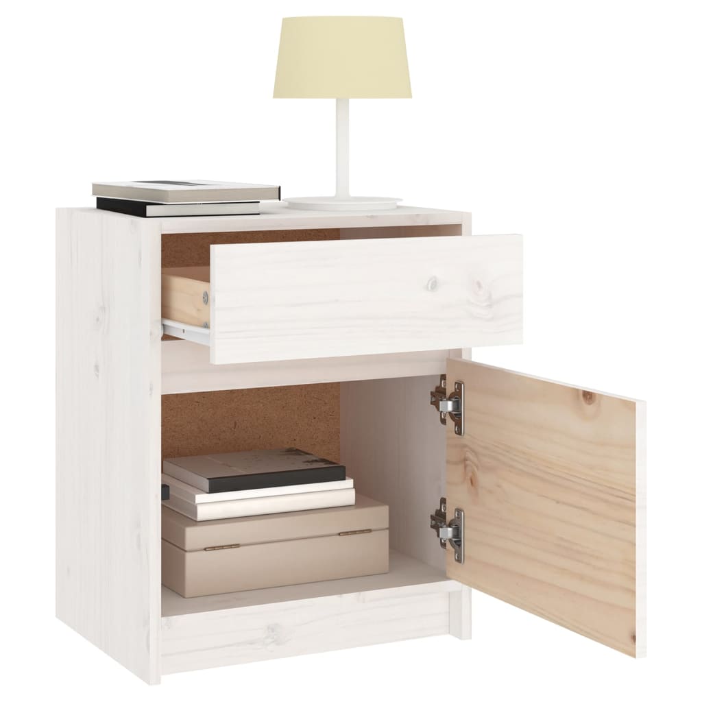 Tables de chevet 2 pcs Blanc 40x31x50 cm Bois de pin massif - XIOS
