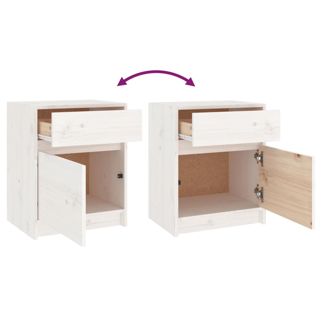 Tables de chevet 2 pcs Blanc 40x31x50 cm Bois de pin massif - XIOS