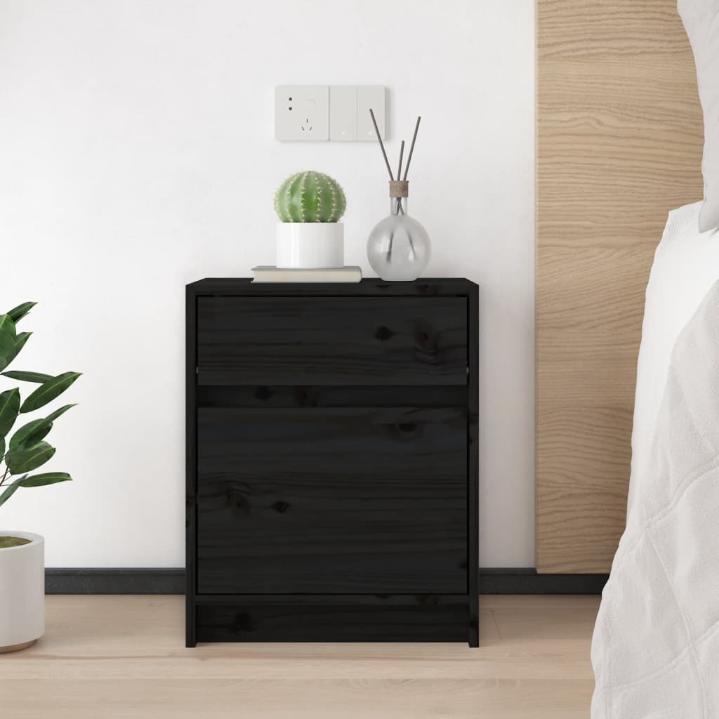 Tables de chevet 2 pcs Noir 40x31x50 cm Bois de pin massif - XIOS