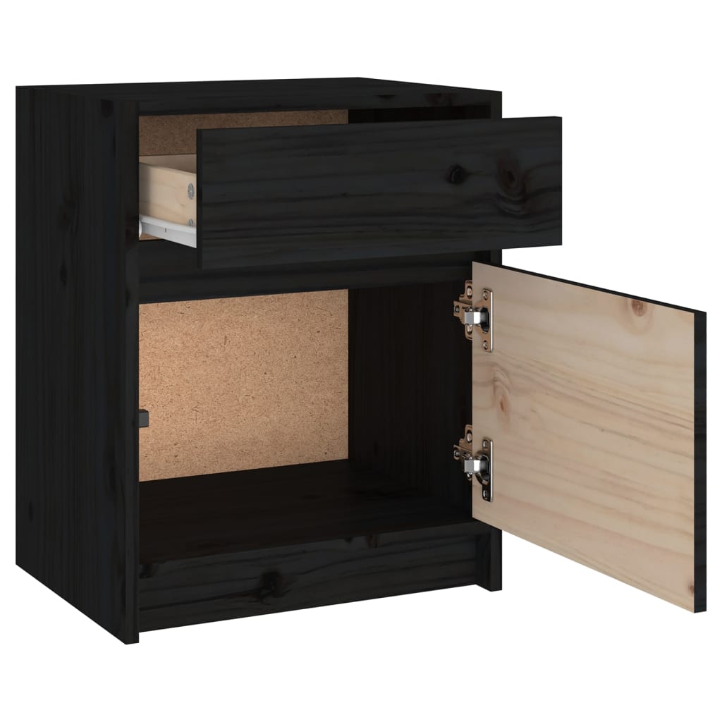 Tables de chevet 2 pcs Noir 40x31x50 cm Bois de pin massif - XIOS