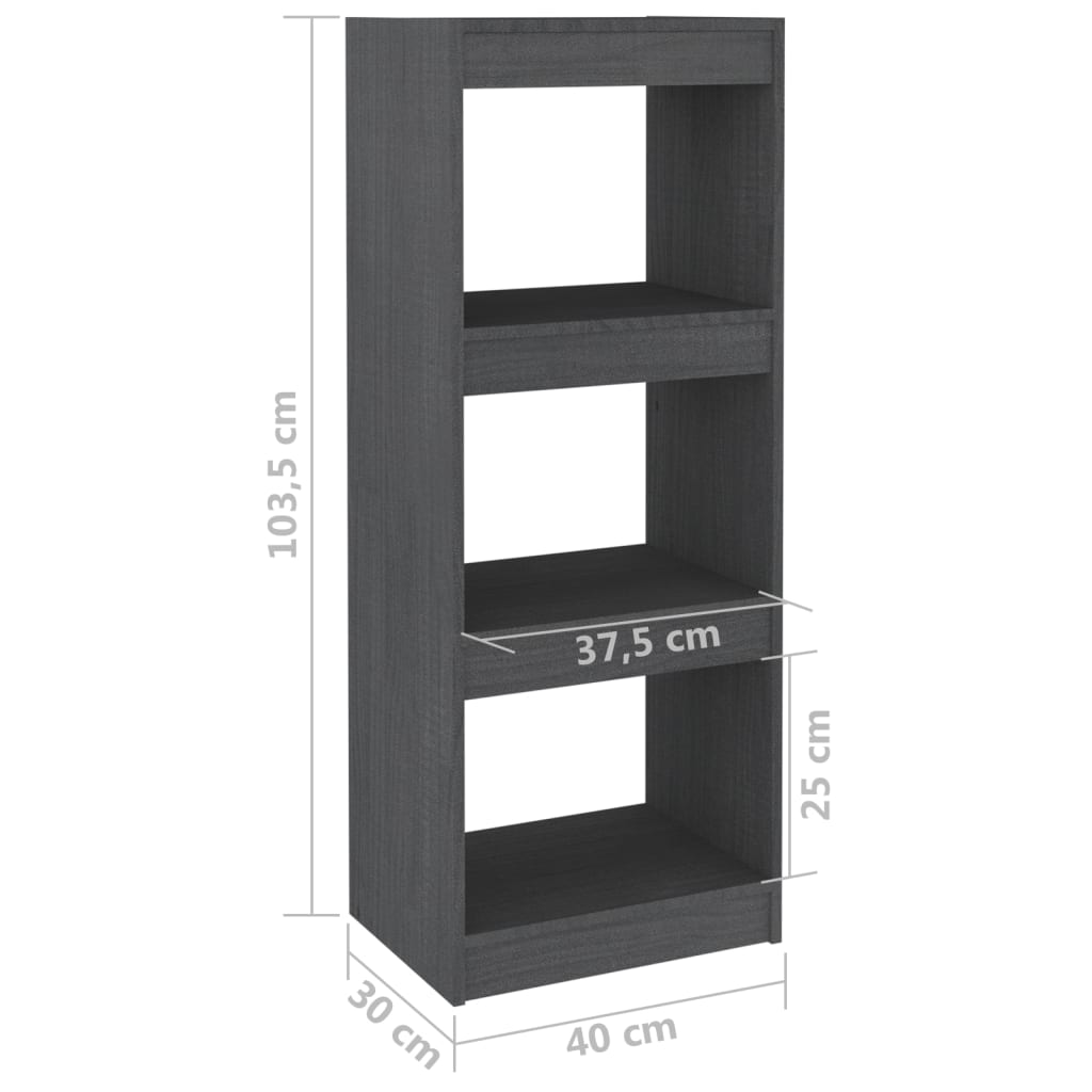 Bibliothèque/Séparateur de pièce Gris 40x30x103,5 cm Pin massif - XIOS