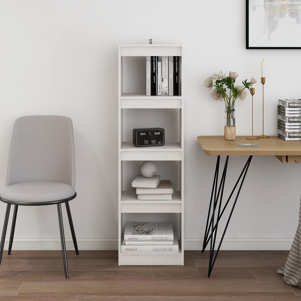 Bibliothèque/Séparateur de pièce Blanc 40x30x135,5cm Pin massif - XIOS