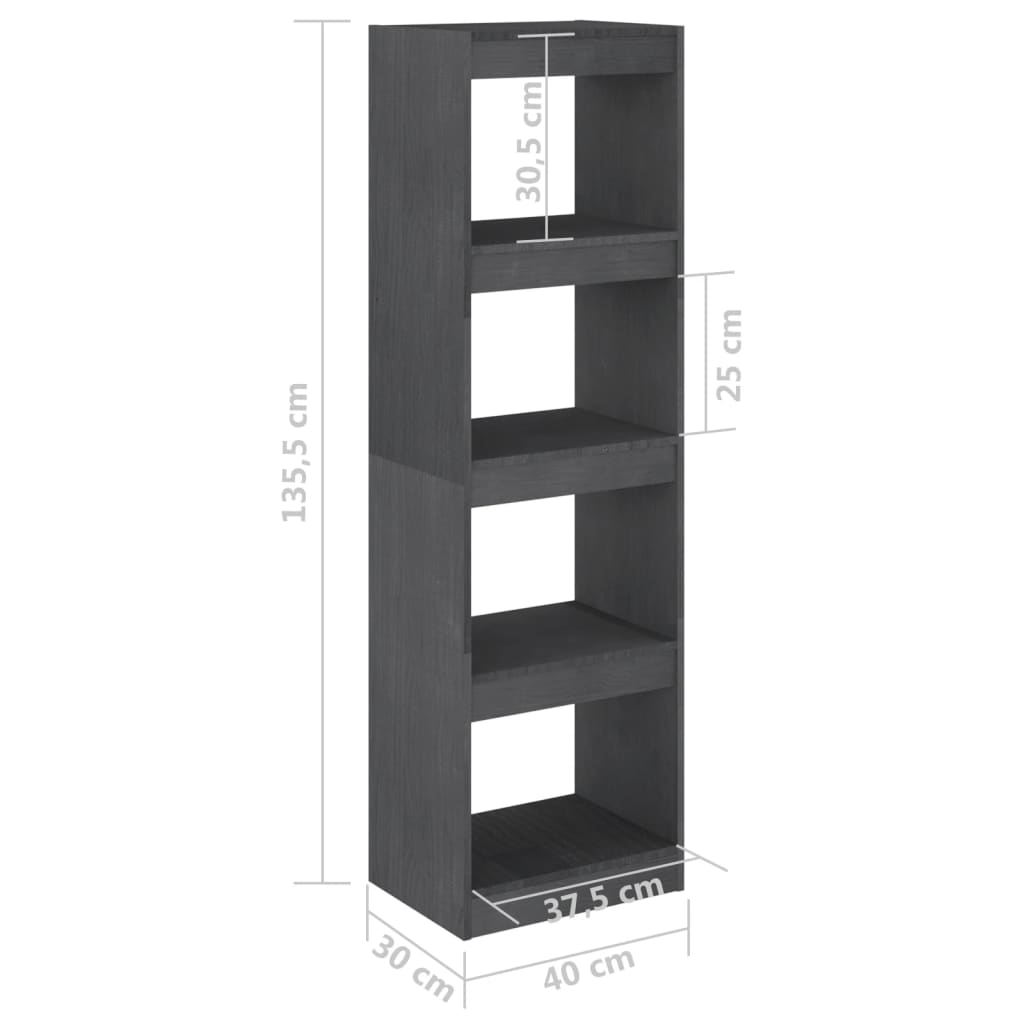 Bibliothèque/Séparateur de pièce Gris 40x30x135,5 cm Pin massif - XIOS