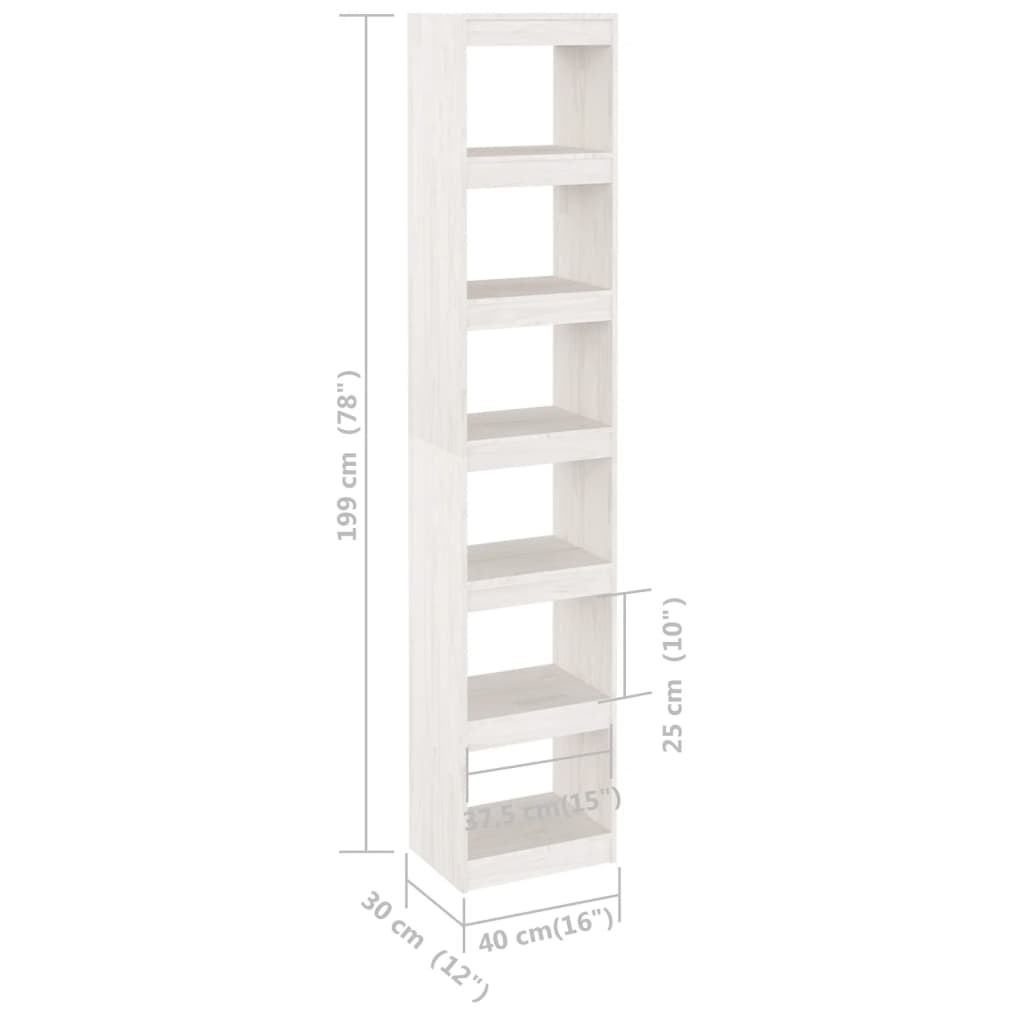 Bibliothèque/Séparateur de pièce Blanc 40x30x199 cm Pin massif - XIOS