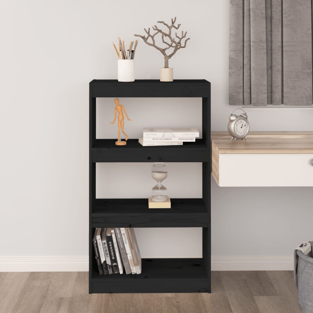Bibliothèque/Séparateur de pièce Noir 60x30x103,5 cm Pin massif - XIOS