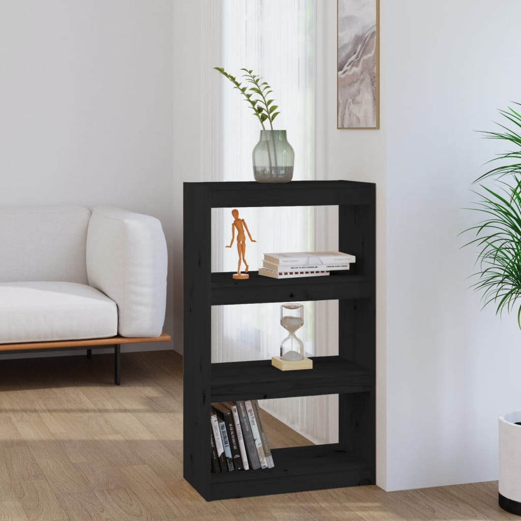 Bibliothèque/Séparateur de pièce Noir 60x30x103,5 cm Pin massif - XIOS