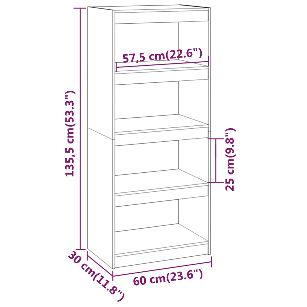 Bibliothèque/Séparateur de pièce 60x30x135,5 cm Bois de pin Bibliothèques vidaXL