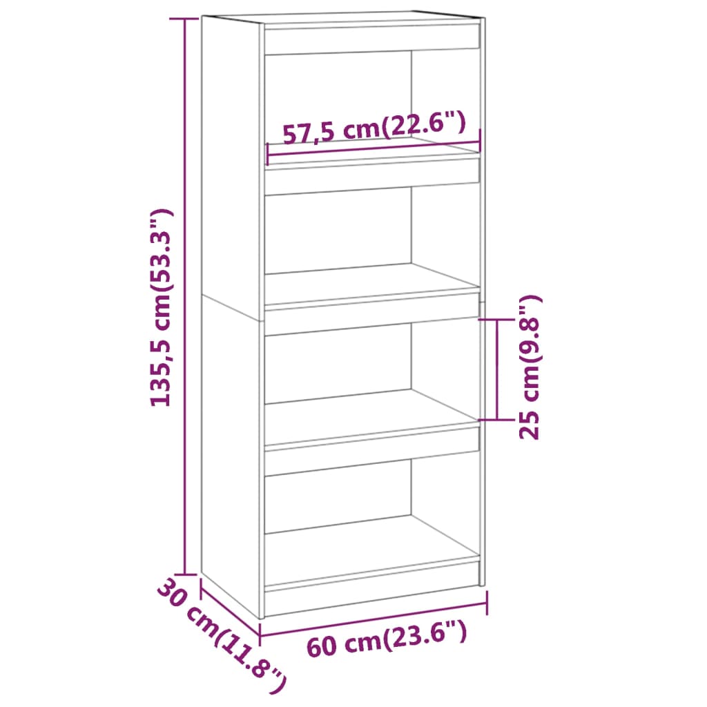 Bibliothèque/Séparateur de pièce Blanc 60x30x135,5cm Pin massif - XIOS