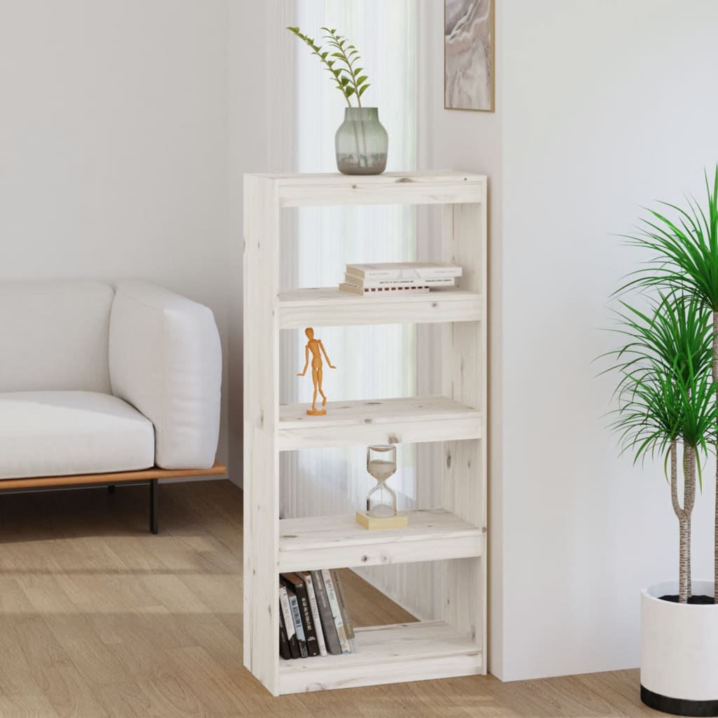 Bibliothèque/Séparateur de pièce Blanc 60x30x135,5cm Pin massif - XIOS