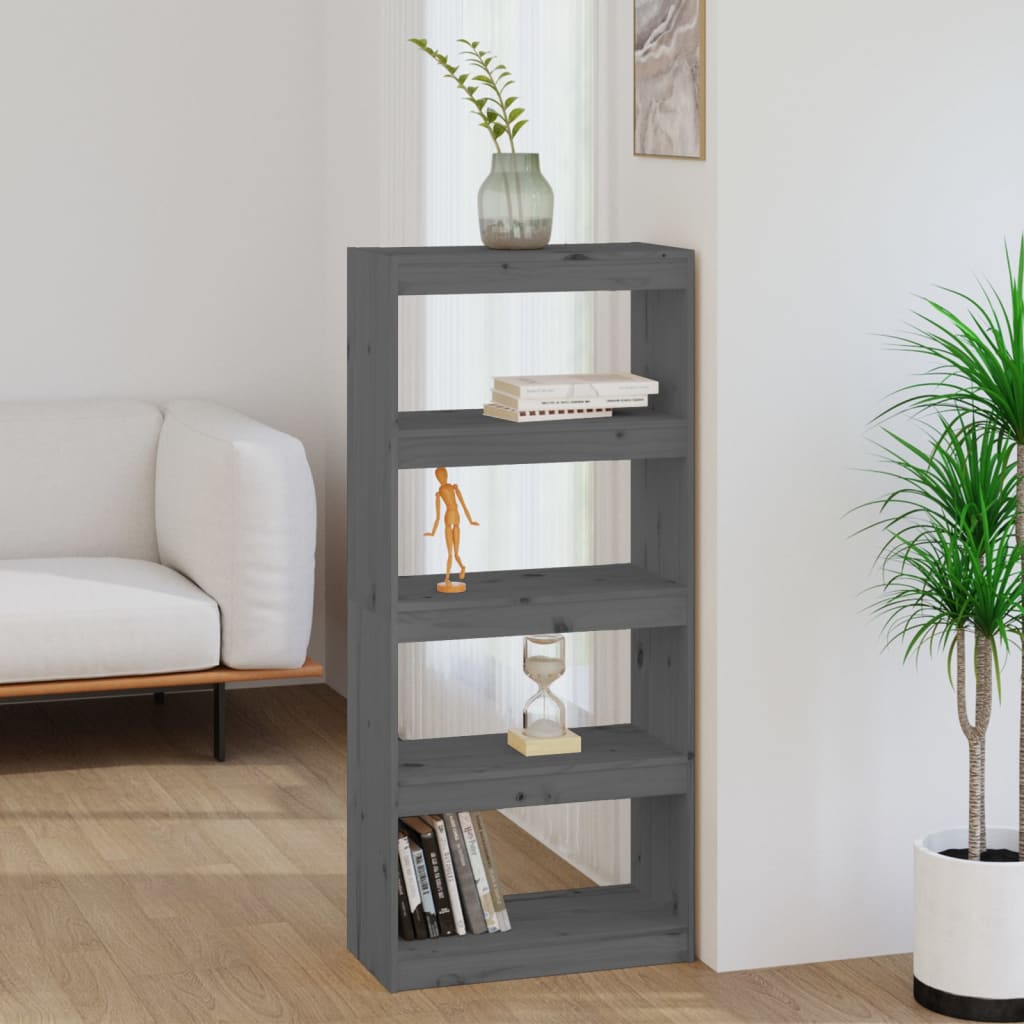 Bibliothèque/Séparateur de pièce Gris 60x30x135,5 cm Pin massif - XIOS