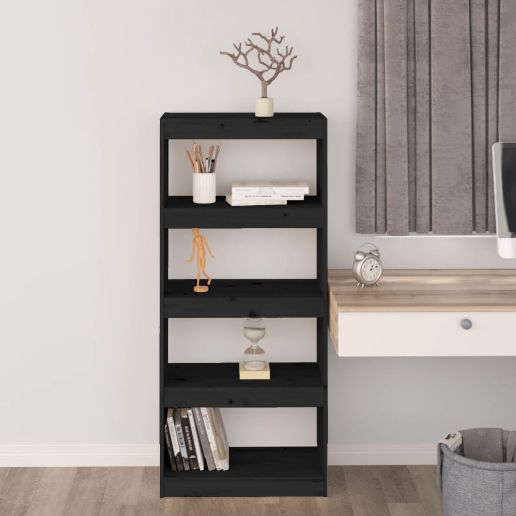 Bibliothèque/Séparateur de pièce Noir 60x30x135,5 cm Pin massif - XIOS