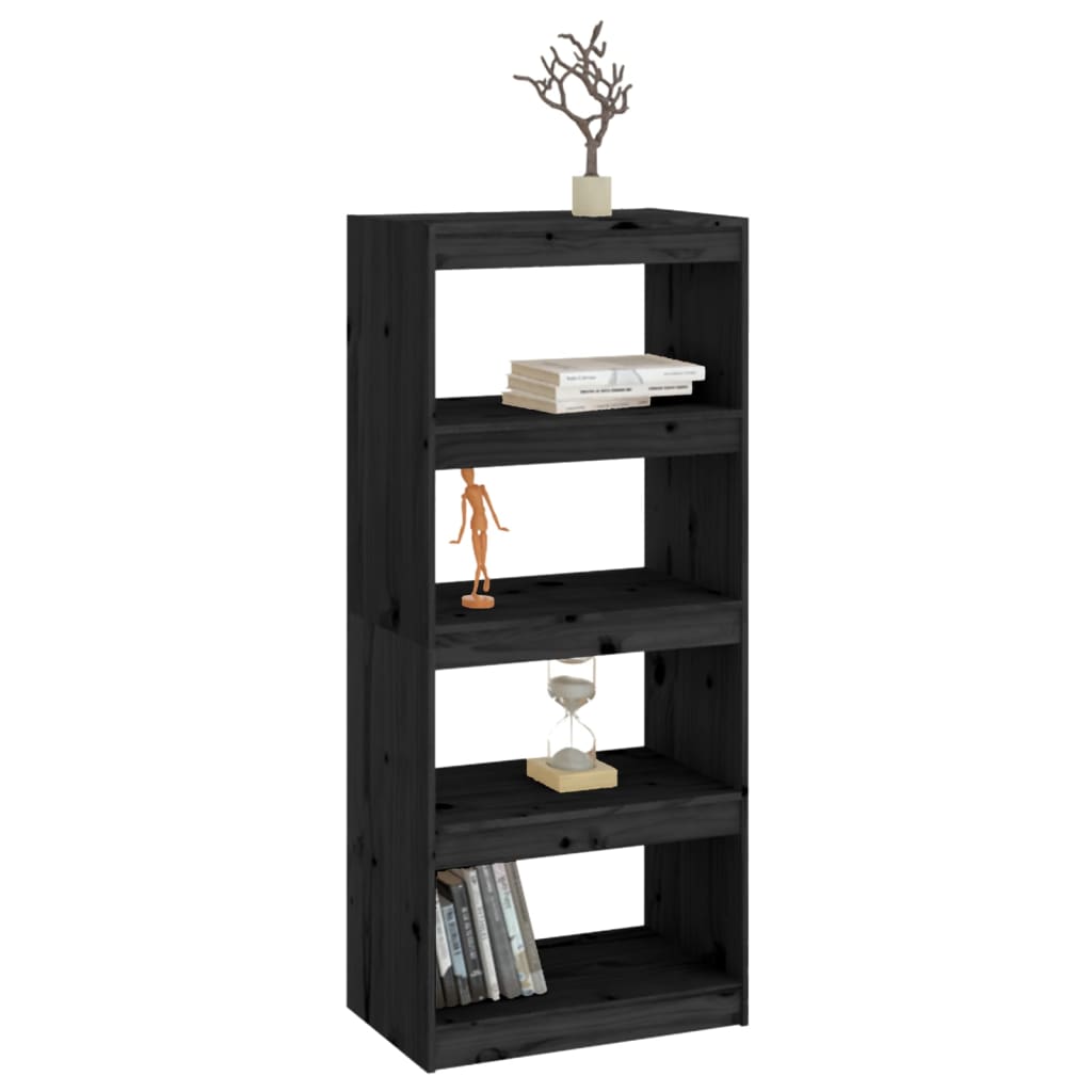 Bibliothèque/Séparateur de pièce Noir 60x30x135,5 cm Pin massif - XIOS