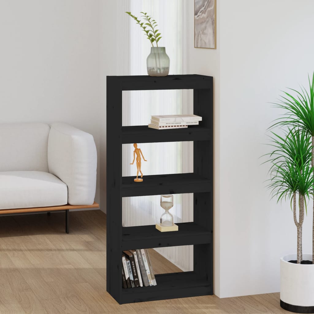 Bibliothèque/Séparateur de pièce Noir 60x30x135,5 cm Pin massif - XIOS