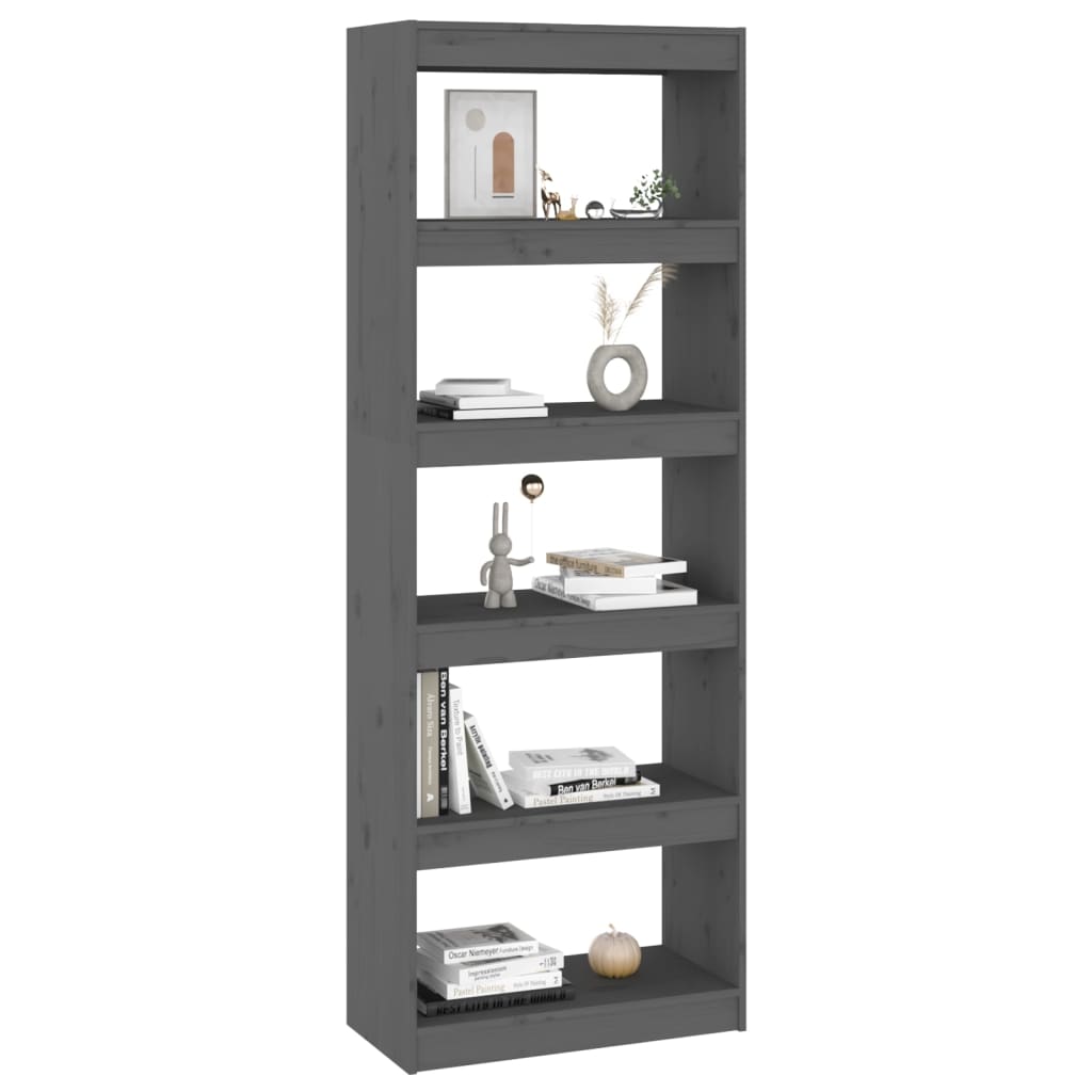 Bibliothèque/Séparateur de pièce Gris 60x30x167,5 cm Pin massif - XIOS