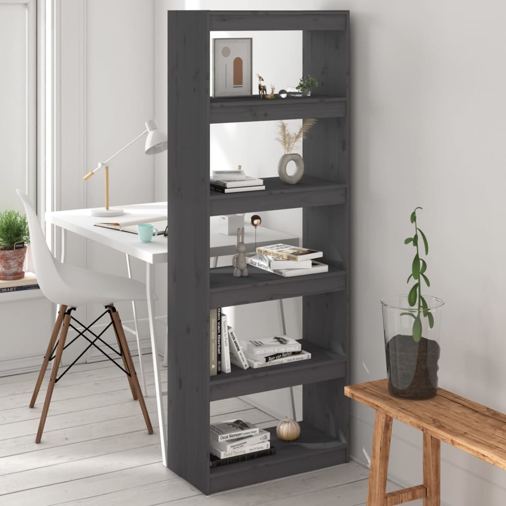 Bibliothèque/Séparateur de pièce Gris 60x30x167,5 cm Pin massif - XIOS