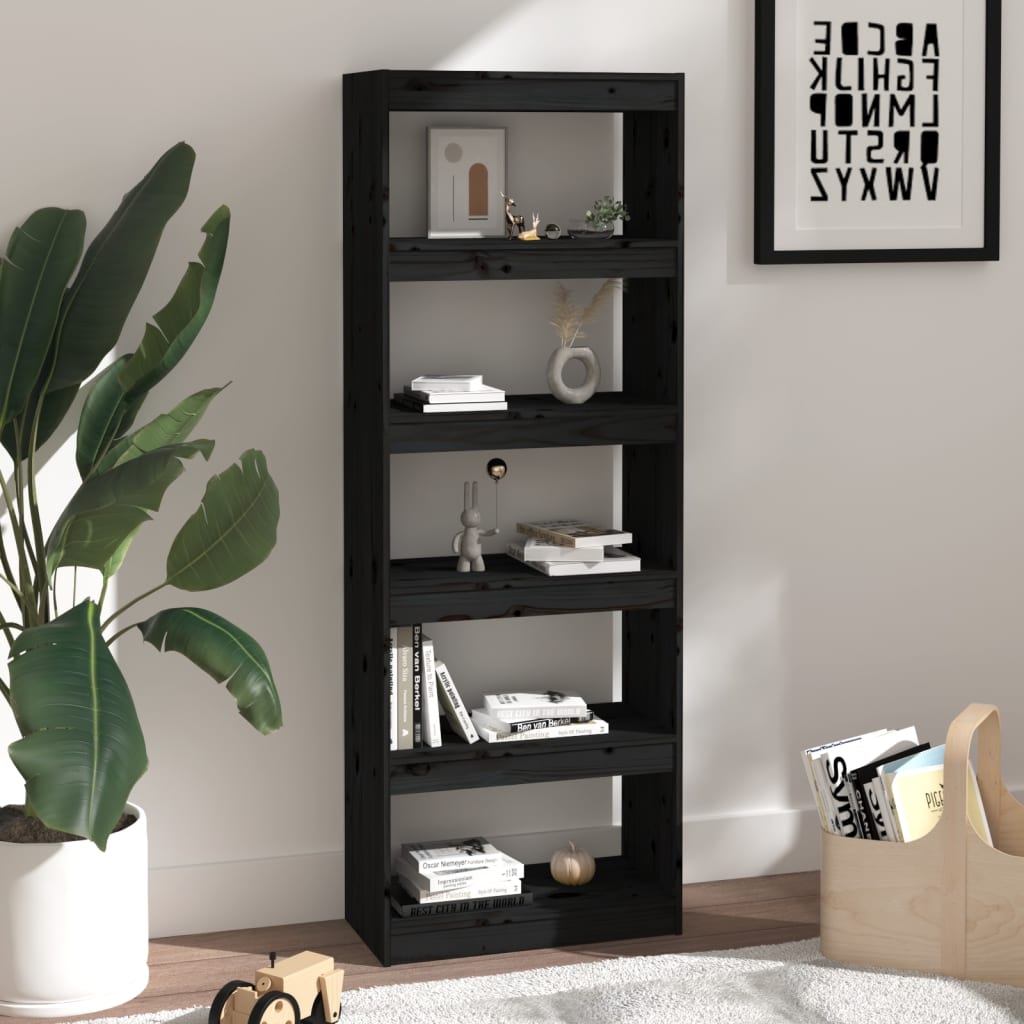 Bibliothèque/Séparateur de pièce Noir 60x30x167,5 cm Pin massif - XIOS