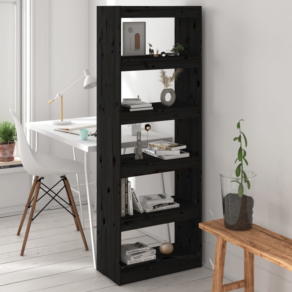 Bibliothèque/Séparateur de pièce Noir 60x30x167,5 cm Pin massif - XIOS