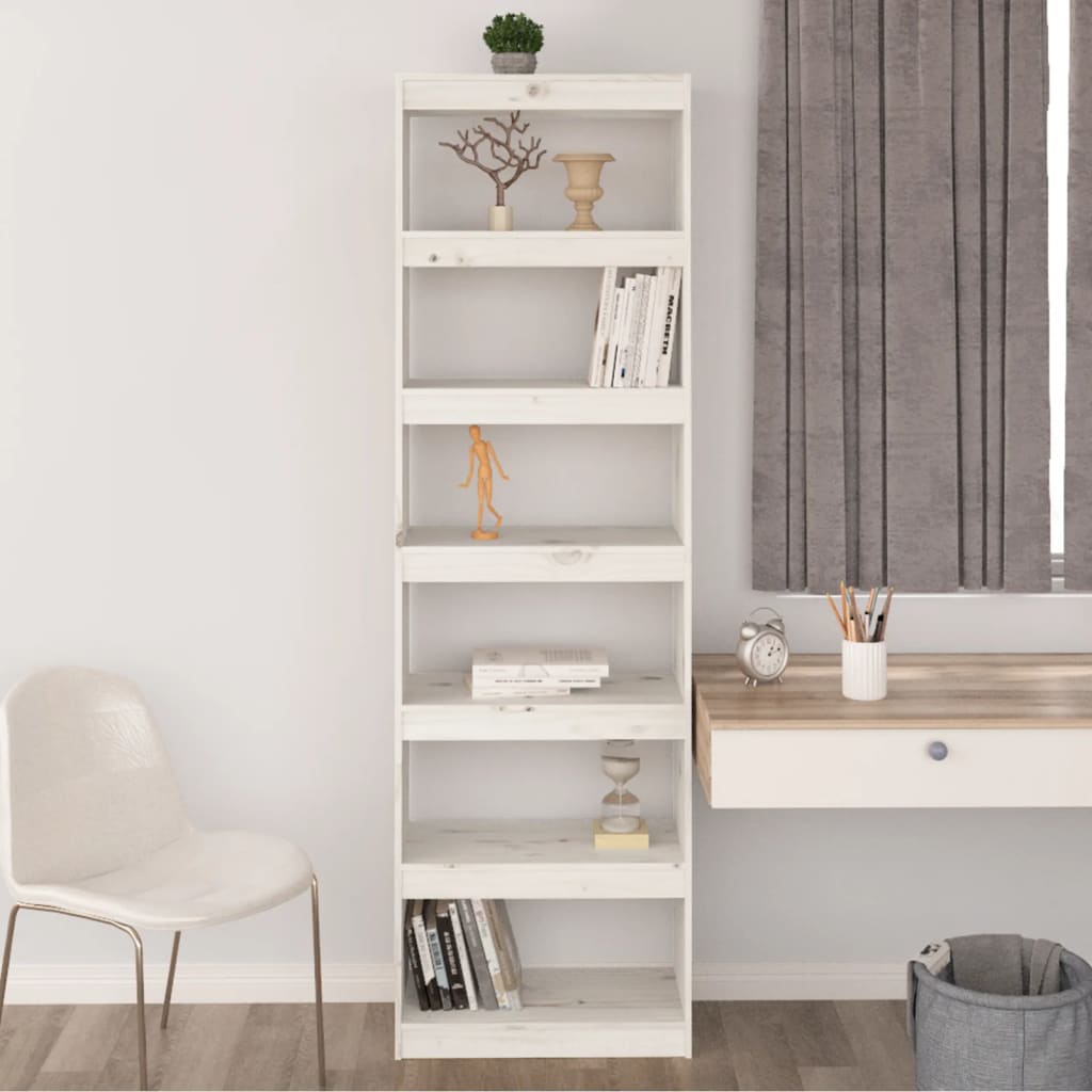Bibliothèque/Séparateur de pièce Blanc 60x30x199,5cm Pin massif - XIOS