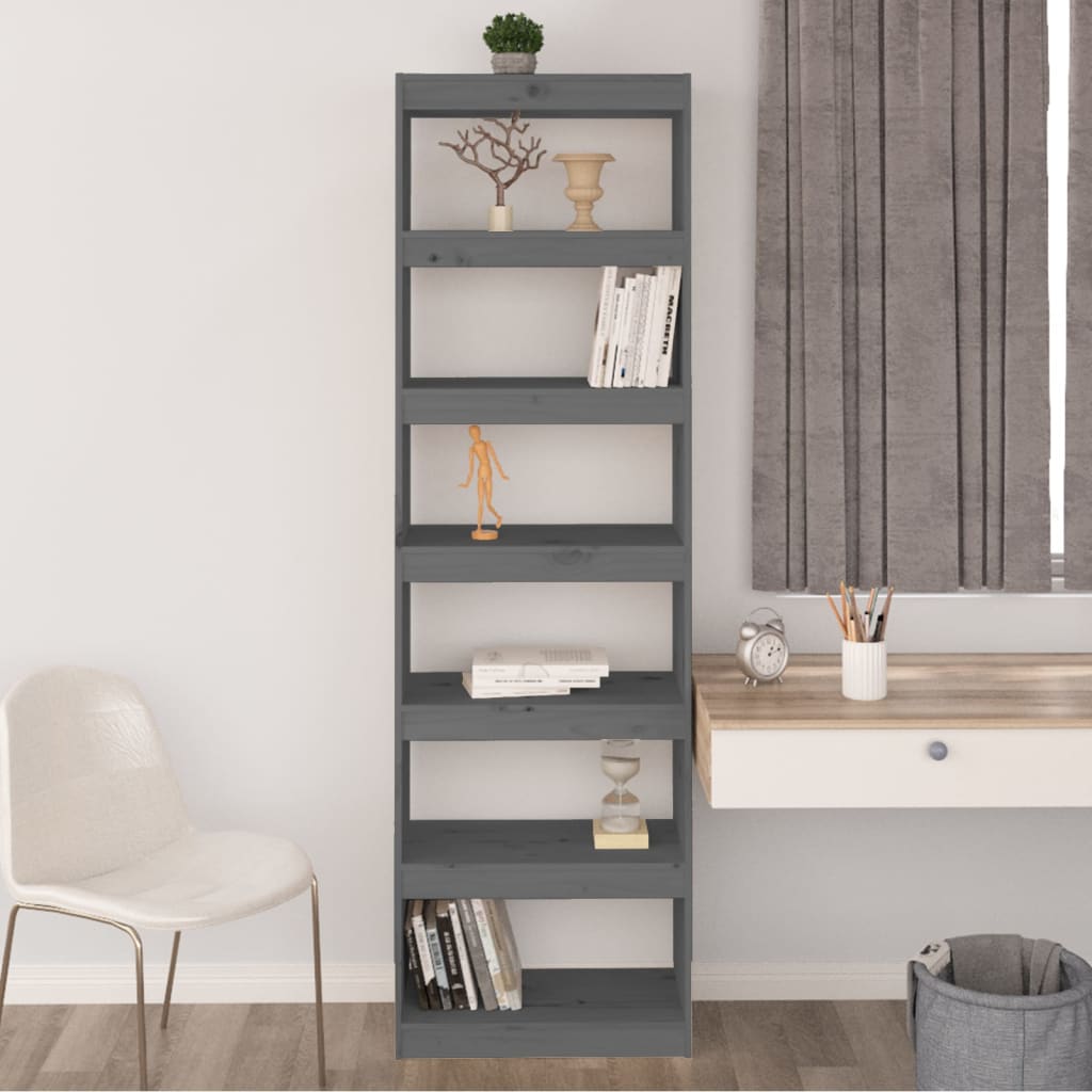 Bibliothèque/Séparateur de pièce Gris 60x30x199,5 cm Pin massif - XIOS