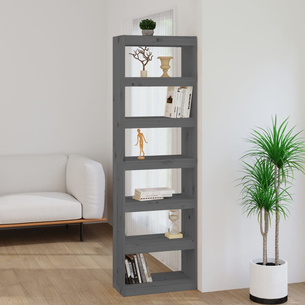 Bibliothèque/Séparateur de pièce Gris 60x30x199,5 cm Pin massif - XIOS