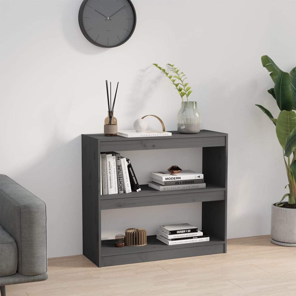 Bibliothèque/Séparateur de pièce Gris 80x30x71,5 cm Pin massif - XIOS
