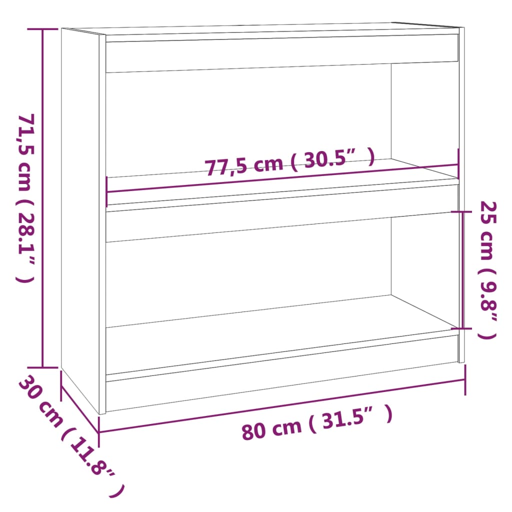 Bibliothèque/Séparateur de pièce Gris 80x30x71,5 cm Pin massif - XIOS