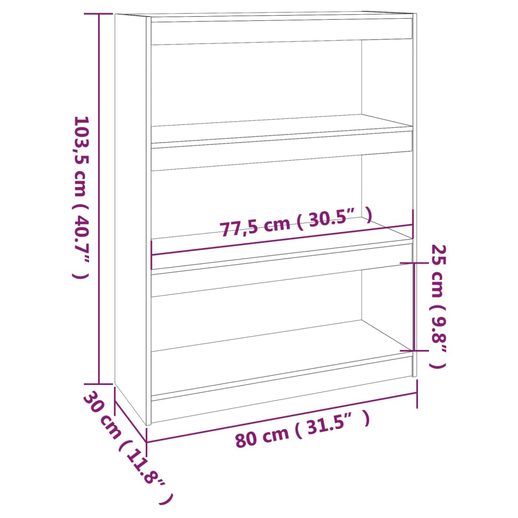 Bibliothèque/Séparateur de pièce Blanc 80x30x103,5cm Pin massif - XIOS