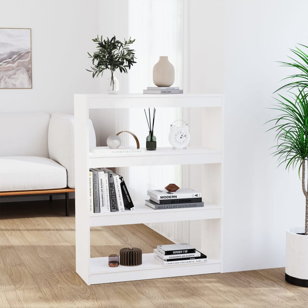 Bibliothèque/Séparateur de pièce Blanc 80x30x103,5cm Pin massif - XIOS