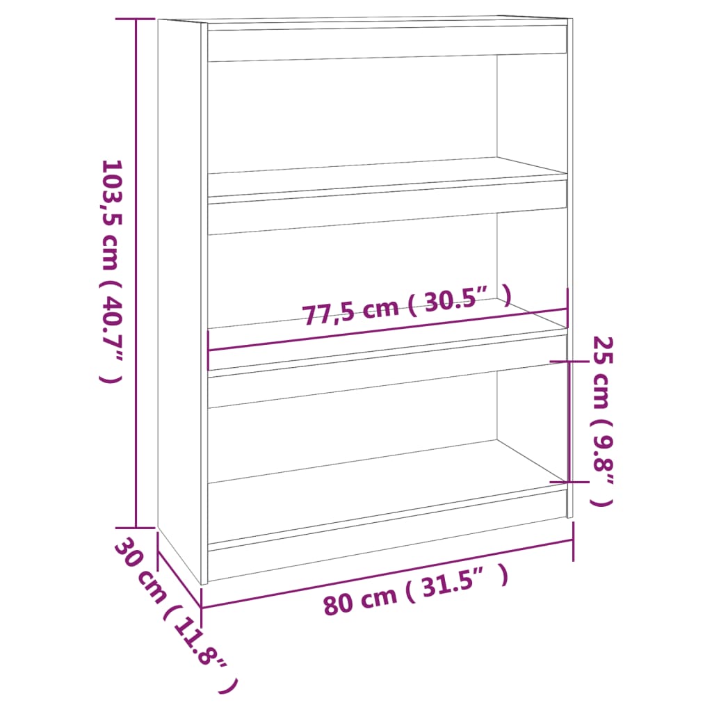 Bibliothèque/Séparateur de pièce Gris 80x30x103,5 cm Pin massif - XIOS