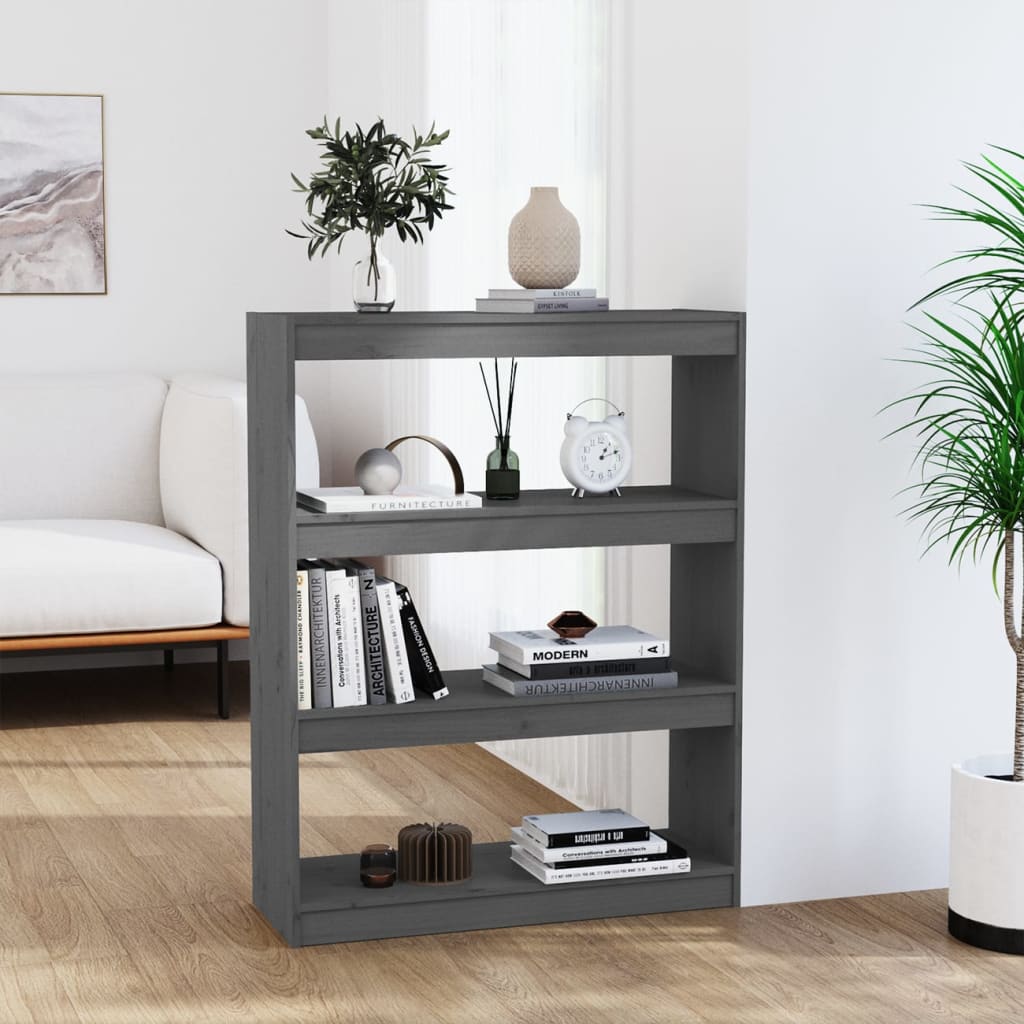 Bibliothèque/Séparateur de pièce Gris 80x30x103,5 cm Pin massif - XIOS
