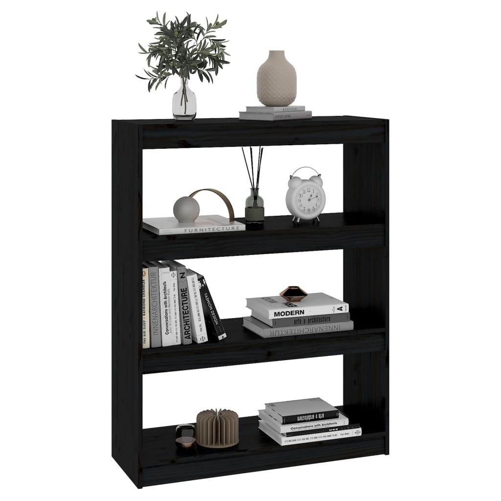 Bibliothèque/Séparateur de pièce Noir 80x30x103,5 cm Pin massif - XIOS