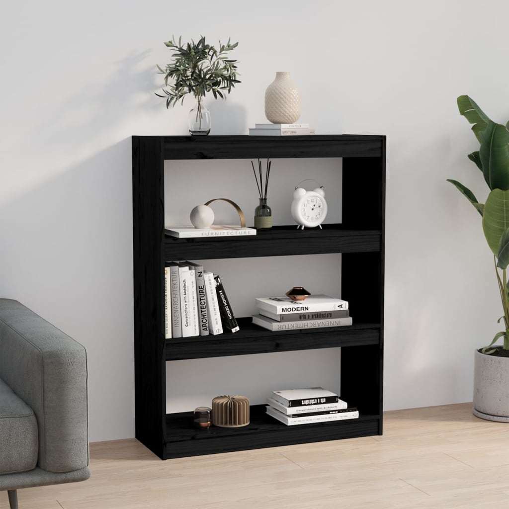 Bibliothèque/Séparateur de pièce Noir 80x30x103,5 cm Pin massif - XIOS